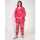 Pink Printed Cotton Silk Co-ord Set - Set of 2