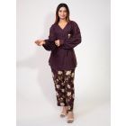 Wine Printed Cotton Silk Co-ord Set - Set of 2
