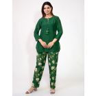 Green Cotton Silk Co-ord Set - Set of 2