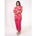 Pink Printed Cotton Silk Co-ord Set - Set of 2
