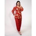 Maroon Printed Cotton Silk Co-ord Set - Set of 2