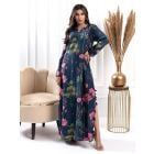 Blue Printed Cotton Silk Dress