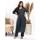 Green Printed Cotton Silk Kurta with Pants - Set of 2