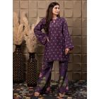 Purple Printed Cotton Silk Co-ord Set - Set of 2