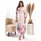 Ivory Printed Cotton Silk Kurta with Pants - Set of 2