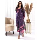 Purple Printed Cotton Silk Kurta with Pants - Set of 2