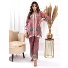 Mauve Printed Cotton Silk Co-ord Set - Set of 2