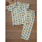 Ivory Hand Block Printed Cotton Night Wear - Set of 2