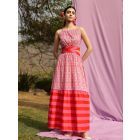 Red Pink Printed Cotton Dress