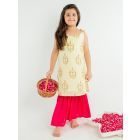 Yellow Hand Block Printed Muslin Kurta with Palazzo - Set of 2