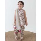 Cream Printed Cotton Suit - Set of 3