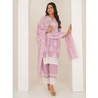 Pink Embroidered Cotton Suit - Set of 3