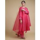 Pink Sequins Work Organza Dupatta