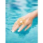 Gold Plated Handcrafted Brass Pearl Ring