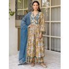 Beige Hand Block Printed Cotton Suit - Set of 3
