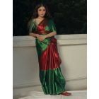 Red Green Handloom Tissue Saree
