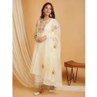 Off White Embroidered Organza Dupatta