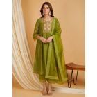 Green Embroidered Organza Dupatta