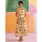 Yellow Printed Poplin Top with Skirt - Set of 2