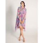 Mauve Printed Chiffon Shirt Dress with Slip