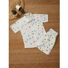 White Hand Block Printed Cotton Unisex Co-ord Set - Set of 2