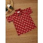 Red Hand Block Printed Cotton Shirt