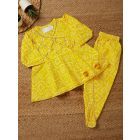 Yellow Hand Block Printed Cotton Peplum Top with Dhoti Pants - Set of 2