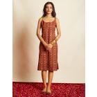 Maroon Hand Block Printed Cotton Dress