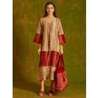 Maroon Beige Hand Block Printed Chanderi Shrug