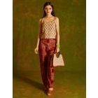 Maroon Beige Hand Block Printed Cotton Co-ord Set - Set of 2