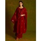 Maroon Hand Block Printed Kota Doria Dupatta