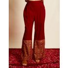 Maroon Hand Block Printed Cotton Pants