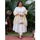 Ivory Gota Work Cotton Lurex Suit - Set of 3