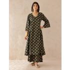 Black Printed Cotton Kurta with Palazzo- Set of 2