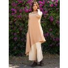 Beige Cotton Kurta with Pants- Set of 2