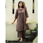 Brown Cotton Slub Co-ord Set - Set of 2
