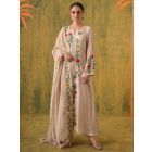 Beige Embroidered Muslin Suit - Set of 3