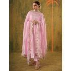 Pink Embroidered Silk Suit - Set of 3