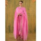 Pink Embroidered Silk Suit - Set of 3