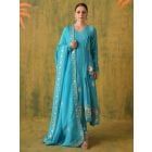 Blue Gota Patti Embroidered Chanderi Suit - Set of 3