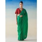 Green Embroidered Silk Saree with Underskirt- Set of 2