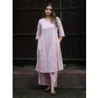 Light Pink Cotton Kurta with Pants- Set of 2