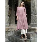 Old Rose Pink Cotton Kurta with Pants- Set of 2