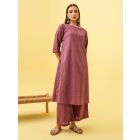 Purple Cotton Dobby Kurta with Pants- Set of 2