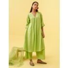 Light Green Cotton Dobby Kurta with Pants- Set of 2