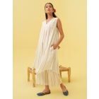 White Striped Cotton Blend Kurta with Pants- Set of 2