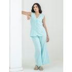 Sky Blue Checkered Cotton Co-ord Set - Set of 2