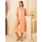 Orange Printed Cotton Dress