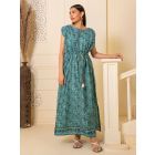 Green Printed Cotton Mulmul  Dress