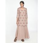 Beige Printed Chanderi Suit - Set of 3